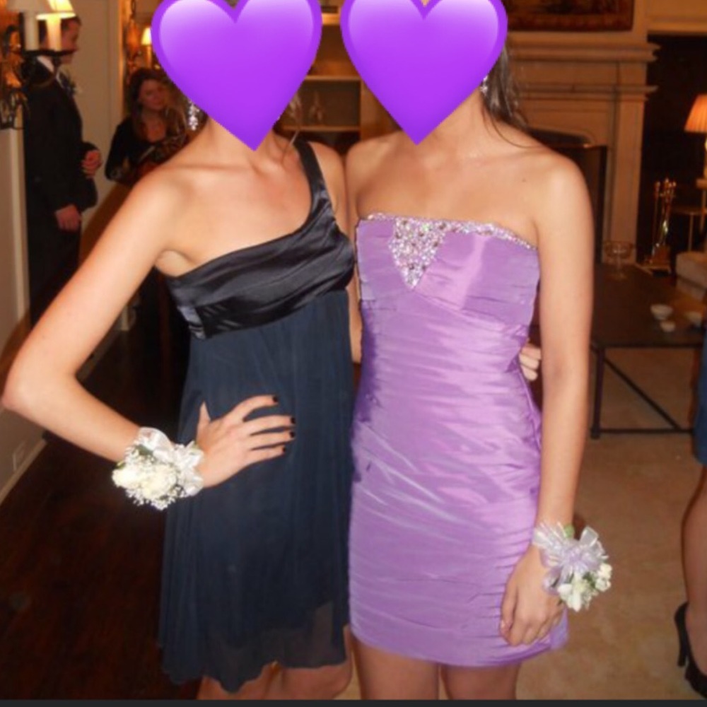 ONLY WORN ONCE! Tony Bowls Purple Strapless Dress - Picture 7 of 7